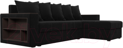 Диван угловой Лига Диванов Дубай лайт правый / 114170 (микровельвет черный)
