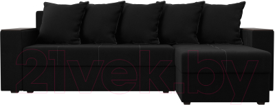 Диван угловой Лига Диванов Дубай лайт правый / 114170 (микровельвет черный)