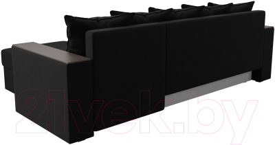 Диван угловой Лига Диванов Дубай лайт правый / 114170 (микровельвет черный)