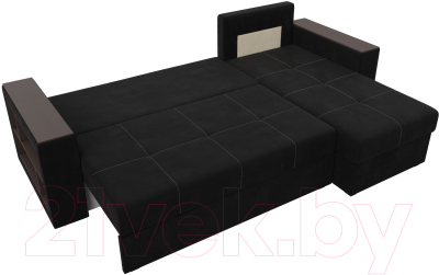 Диван угловой Лига Диванов Дубай лайт правый / 114170 (микровельвет черный)
