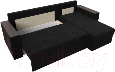 Диван угловой Лига Диванов Дубай лайт правый / 114170 (микровельвет черный)