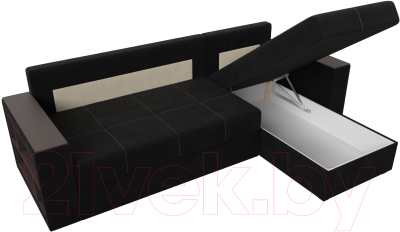 Диван угловой Лига Диванов Дубай лайт правый / 114170 (микровельвет черный)