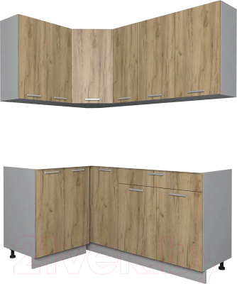 Кухонный гарнитур Интерлиния Мила Лайт 1.2x1.7 без столешницы (дуб золотой/дуб золотой) - фото