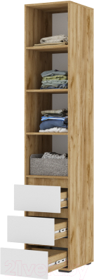 Шкаф-пенал Стендмебель Хелен ПН 03 (белый/дуб крафт золотой)