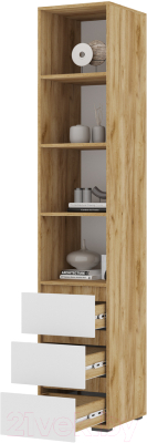 Стеллаж Стендмебель Хелен ПН 02 (белый/дуб крафт золотой)