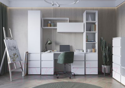 Стеллаж Стендмебель Хелен ПН 02 (белый/белый)