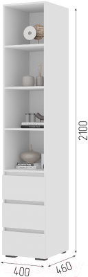 Стеллаж Стендмебель Хелен ПН 02 (белый/белый)