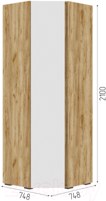 Шкаф Стендмебель Хелен ШК 04 угловой (белый/дуб крафт золотой)