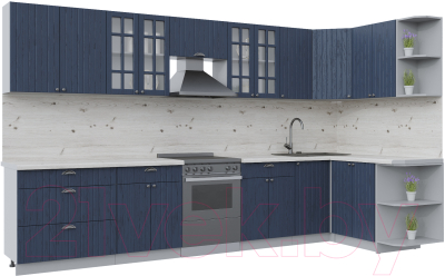 Кухонный гарнитур Интерлиния Берес 1.5x3.6 правая (дуб королевский/бискайская сосна) - фото