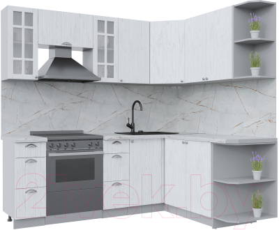 Кухонный гарнитур Интерлиния Берес 1.7x2.2 правая (дуб полярный/серый каспий) - фото