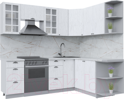 Кухонный гарнитур Интерлиния Берес 1.7x2.3 правая (дуб полярный/серый каспий) - фото