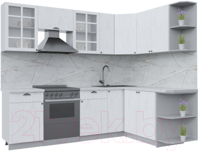 Кухонный гарнитур Интерлиния Берес 1.7x2.5 правая (дуб полярный/серый каспий) - фото