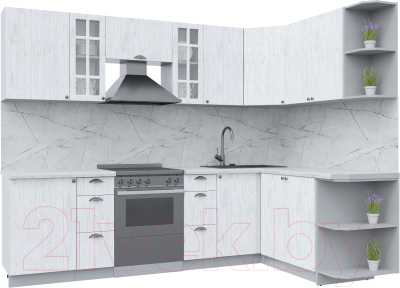 Кухонный гарнитур Интерлиния Берес 1.7x2.7 правая (дуб полярный/серый каспий) - фото