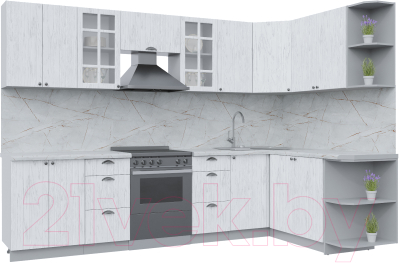 Кухонный гарнитур Интерлиния Берес 1.7x3.0 правая (дуб полярный/серый каспий) - фото