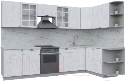 Кухонный гарнитур Интерлиния Берес 1.7x3.1 правая (дуб полярный/серый каспий) - фото