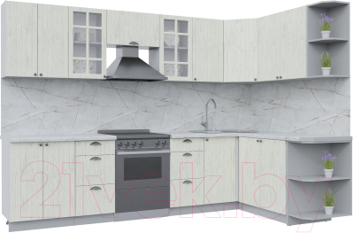 Кухонный гарнитур Интерлиния Берес 1.7x3.0 правая (дуб снежный/серый каспий) - фото