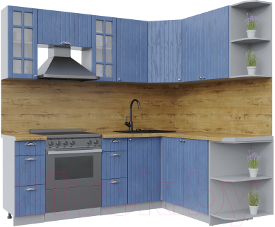 Кухонный гарнитур Интерлиния Берес 1.7x2.2 правая (дуб лазурный/дуб бунратти) - фото