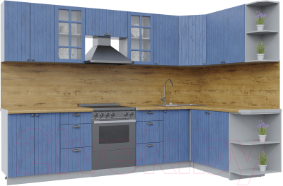 Кухонный гарнитур Интерлиния Берес 1.7x3.0 правая (дуб лазурный/дуб бунратти) - фото