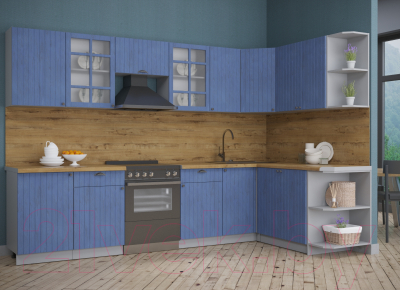 Кухонный гарнитур Интерлиния Берес 1.7x3.1 правая (дуб лазурный/дуб бунратти)