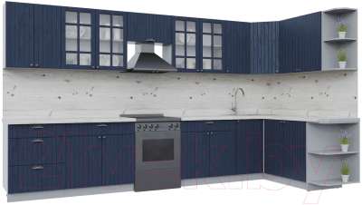 Готовая кухня Интерлиния Берес 1.7x3.8 правая - фото