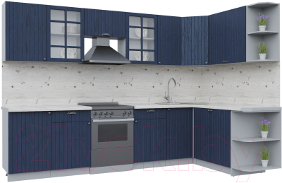 Кухонный гарнитур Интерлиния Берес 1.7x3.1 правая (дуб королевский/бискайская сосна) - фото