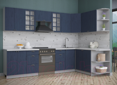 Кухонный гарнитур Интерлиния Берес 1.7x3.0 правая (дуб королевский/бискайская сосна)