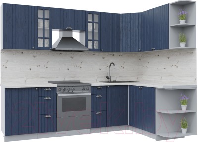 Кухонный гарнитур Интерлиния Берес 1.7x2.7 правая (дуб королевский/бискайская сосна) - фото