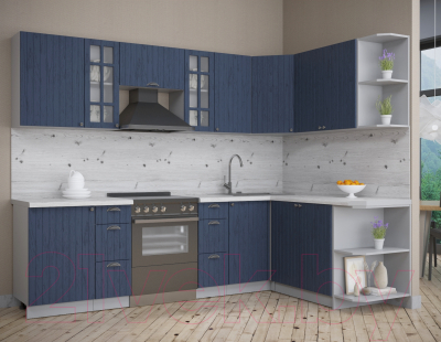 Кухонный гарнитур Интерлиния Берес 1.7x2.7 правая (дуб королевский/бискайская сосна)