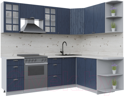 Кухонный гарнитур Интерлиния Берес 1.7x2.4 правая (дуб королевский/бискайская сосна) - фото