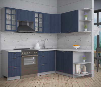 Кухонный гарнитур Интерлиния Берес 1.7x2.3 правая (дуб королевский/дуб королевский/бискайская сосна)