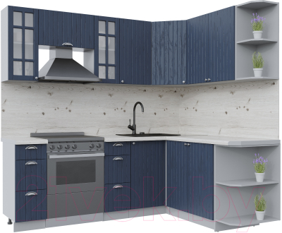 Кухонный гарнитур Интерлиния Берес 1.7x2.2 правая (дуб королевский/бискайская сосна) - фото