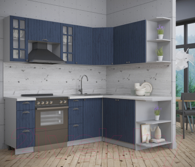 Кухонный гарнитур Интерлиния Берес 1.7x2.2 правая (дуб королевский/бискайская сосна)