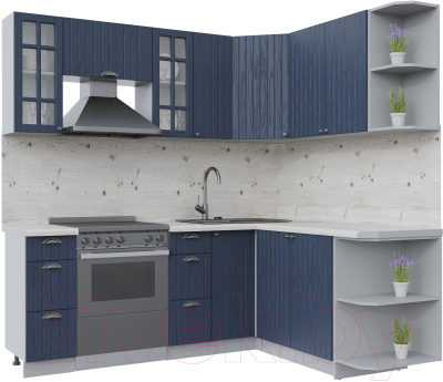 Кухонный гарнитур Интерлиния Берес 1.7x2.1 правая (дуб королевский/бискайская сосна) - фото