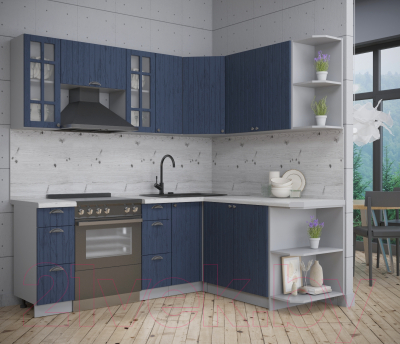 Кухонный гарнитур Интерлиния Берес 1.7x2.1 правая (дуб королевский/бискайская сосна)