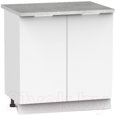 Шкаф под мойку Интермебель Микс Топ ШСРМ 850-4-800 (белый премиум/мрамор лацио светлый) - фото