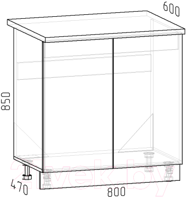 Шкаф под мойку Интермебель Микс Топ ШСРМ 850-4-800 (графит серый/венато)
