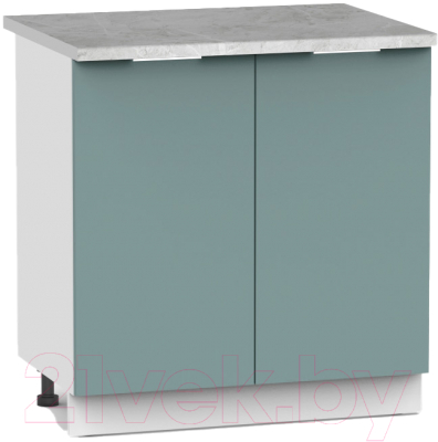 Шкаф под мойку Интермебель Микс Топ ШСРМ 850-4-800 (сумеречный голубой/мрамор лацио светлый) - фото