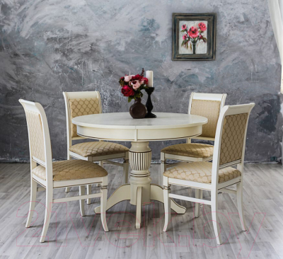 Обеденный стол Мебелик Моро 04 раздвижной 100-140x100 (белый/серебристый)