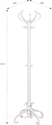 Вешалка для одежды Мебелик В 2Н (белый)