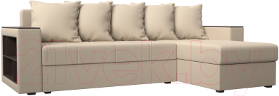 Диван угловой Лига Диванов Дубай лайт правый / 114198 (экокожа бежевый) - фото