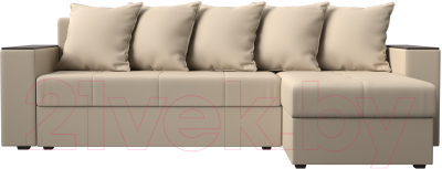 Диван угловой Лига Диванов Дубай лайт правый / 114198 (экокожа бежевый)