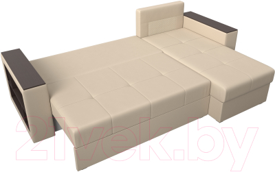 Диван угловой Лига Диванов Дубай лайт правый / 114198 (экокожа бежевый)