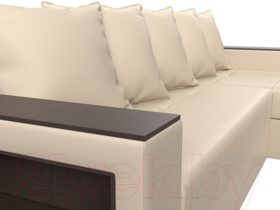 Диван угловой Лига Диванов Дубай лайт правый / 114198 (экокожа бежевый)