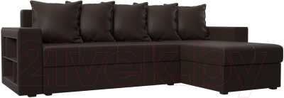 Диван угловой Лига Диванов Дубай лайт правый / 114200 (экокожа коричневый) - фото
