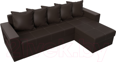 Диван угловой Лига Диванов Дубай лайт правый / 114200 (экокожа коричневый)