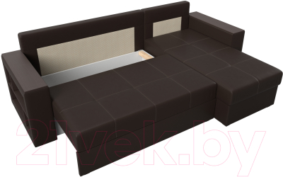 Диван угловой Лига Диванов Дубай лайт правый / 114200 (экокожа коричневый)