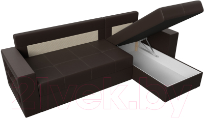 Диван угловой Лига Диванов Дубай лайт правый / 114200 (экокожа коричневый)