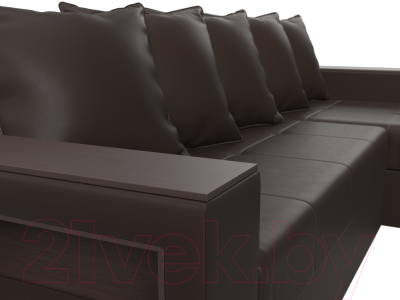 Диван угловой Лига Диванов Дубай лайт правый / 114200 (экокожа коричневый)