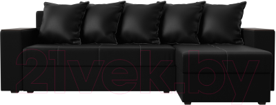 Диван угловой Лига Диванов Дубай лайт правый / 114201 (экокожа черный)