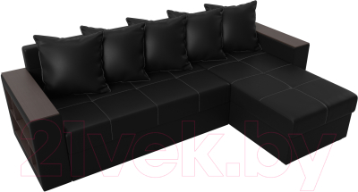 Диван угловой Лига Диванов Дубай лайт правый / 114201 (экокожа черный)